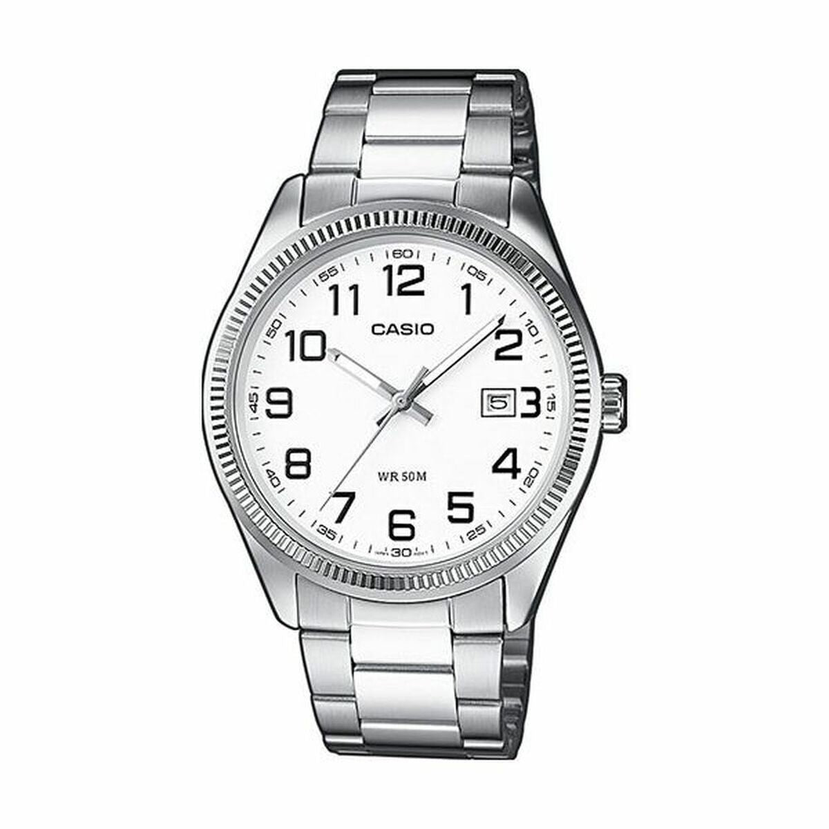 Montre Unisexe Casio DATE Blanc Argenté (Ø 39 mm) (Ø 38,5 mm)