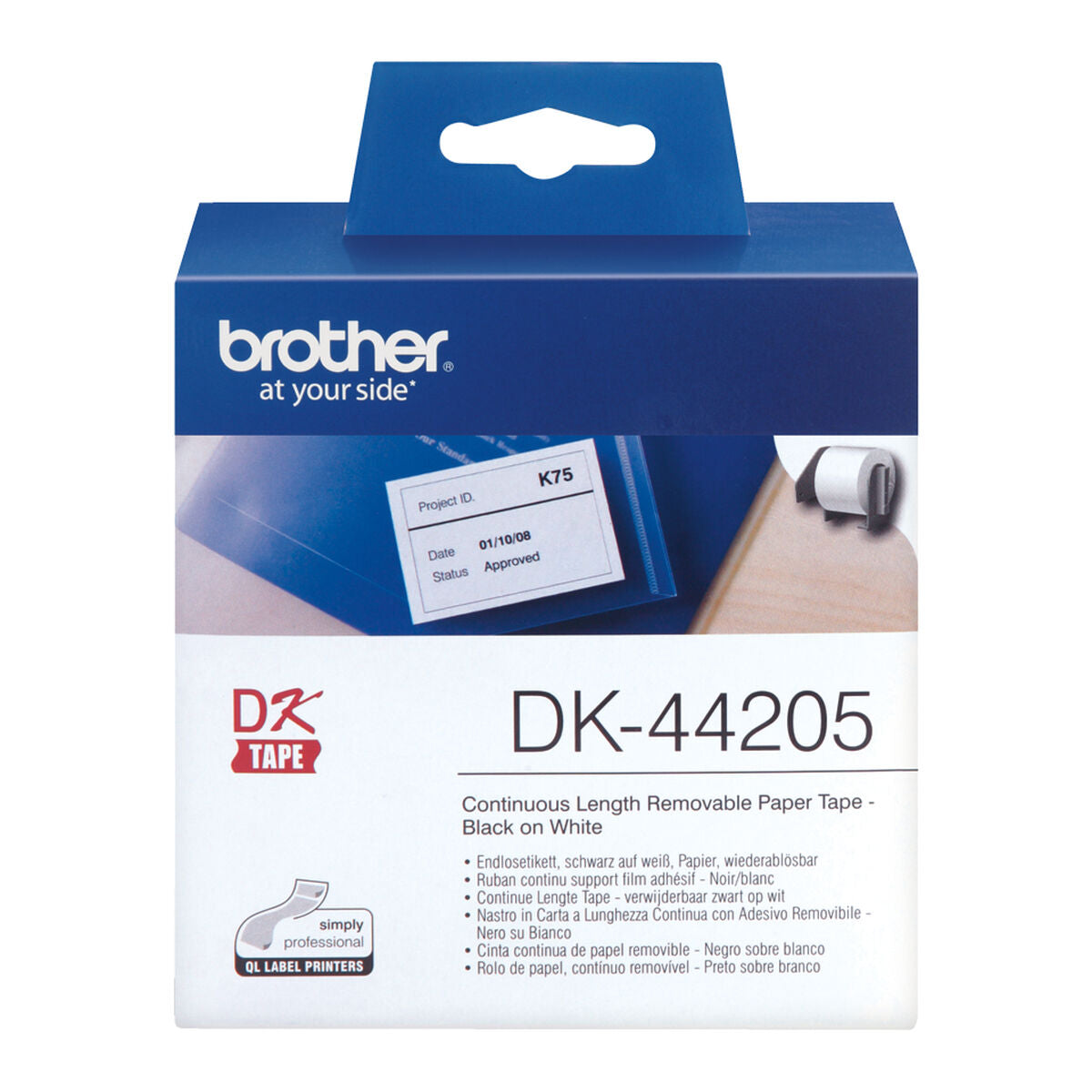 Etiquettes pour Imprimante Brother DK-44205 62 mm x 30,48 m Noir/Blanc (3 Unités)