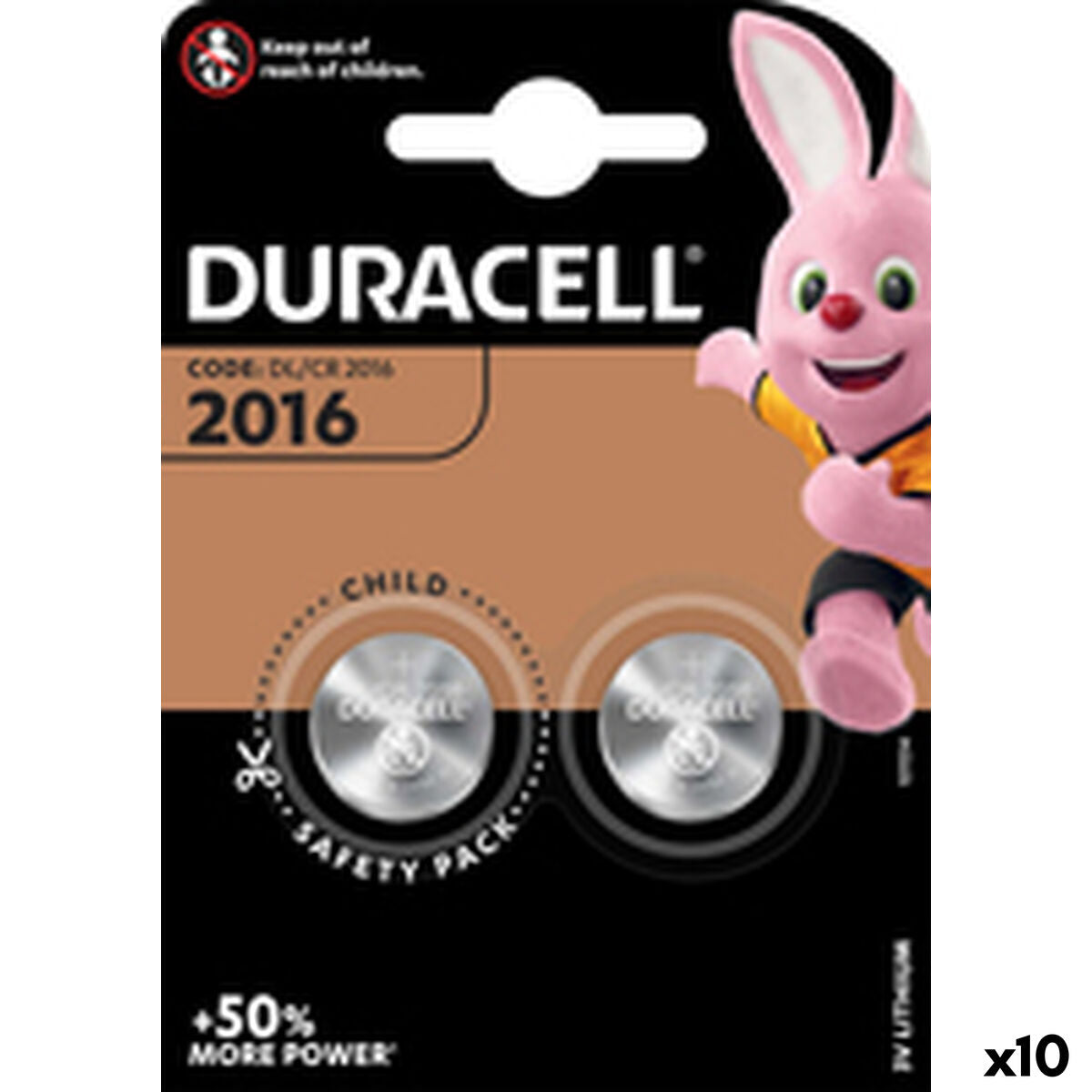 Pile bouton DURACELL DL2016 K2 3 V (10 Unités)