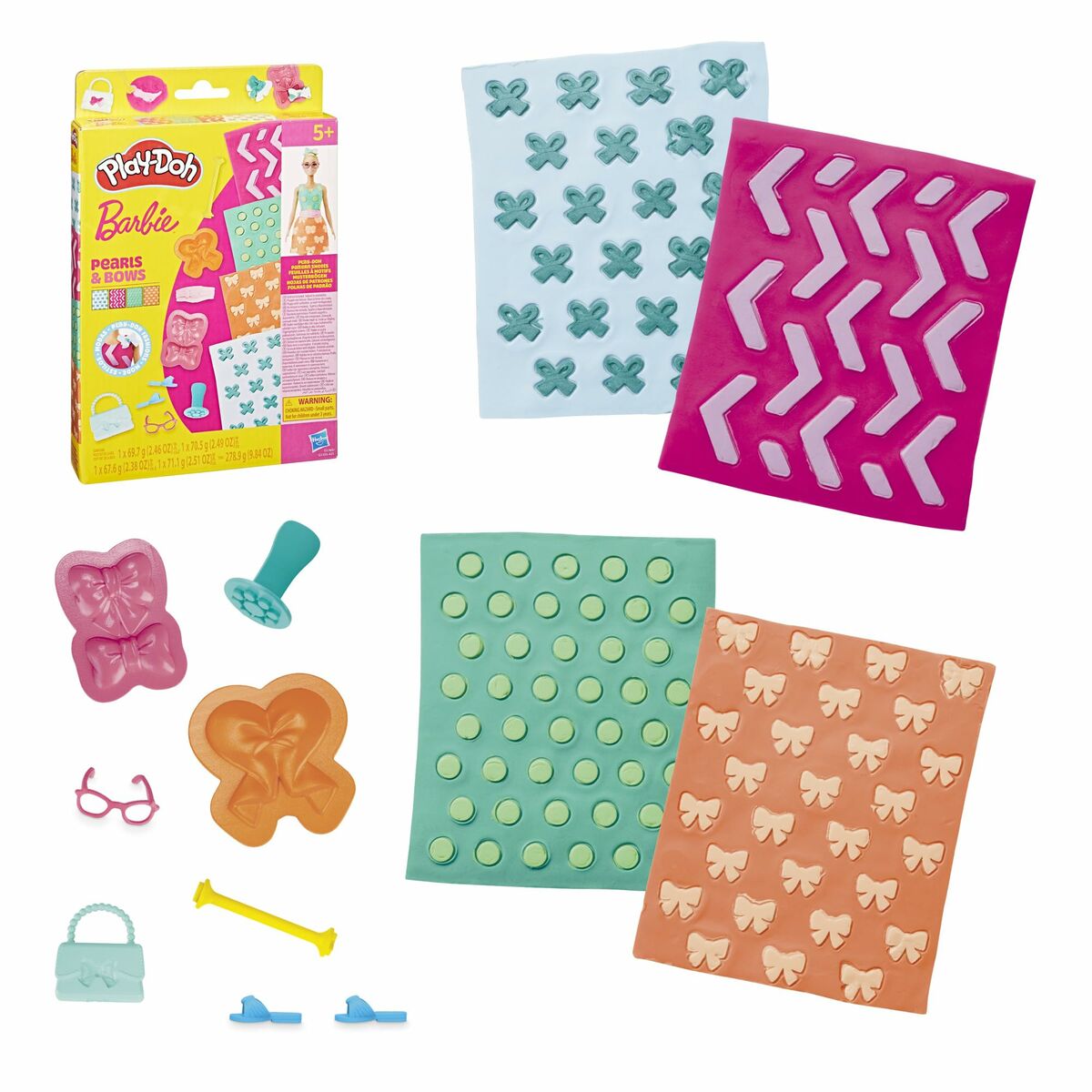 Pâte à modeler en argile Play-Doh BArbie Pearls & Bows Multicouleur