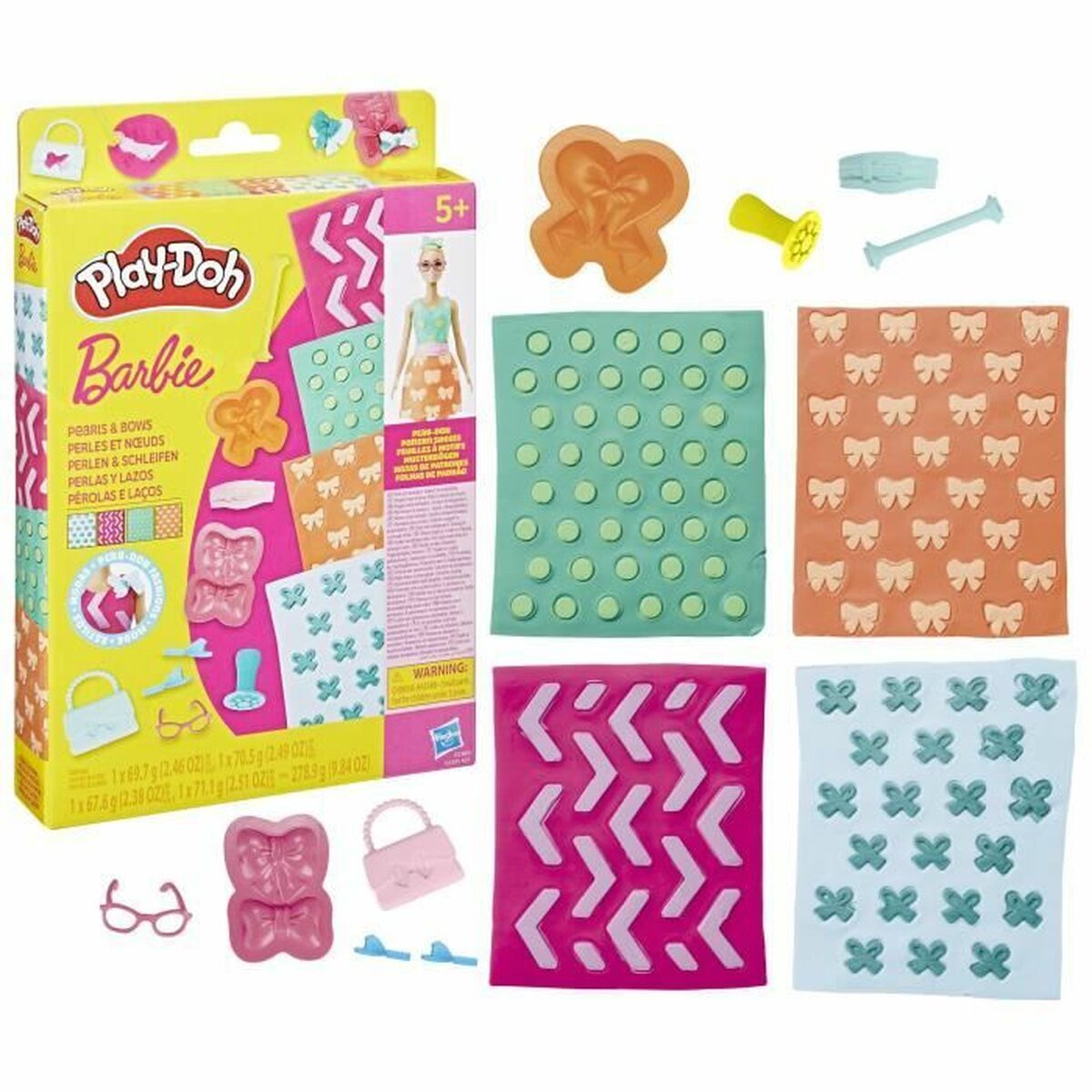 Pâte à modeler en argile Play-Doh BArbie Pearls & Bows Multicouleur