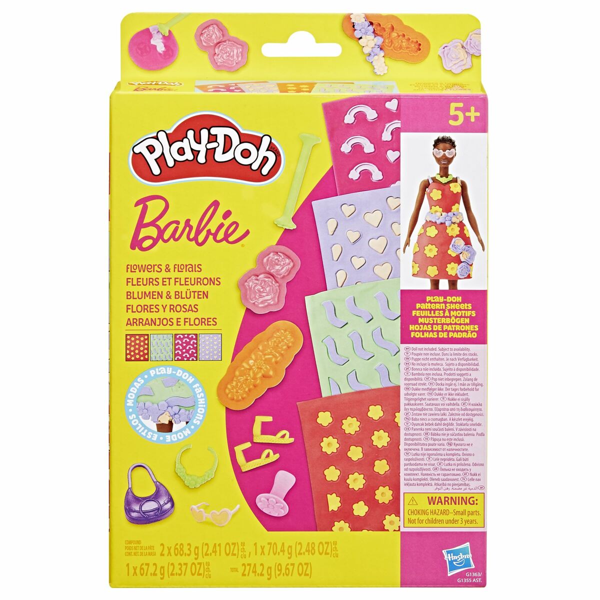 Pâte à modeler en argile Play-Doh Barbie FLowers & Florals Multicouleur