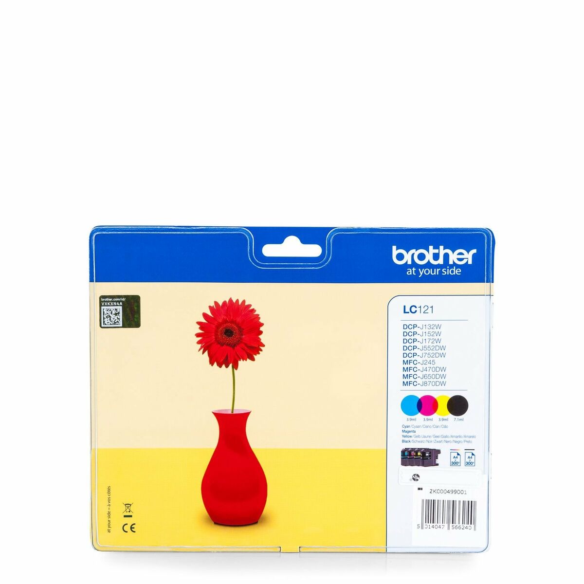 Cartouche d'encre originale Brother LC121 Jaune (4 Unités)