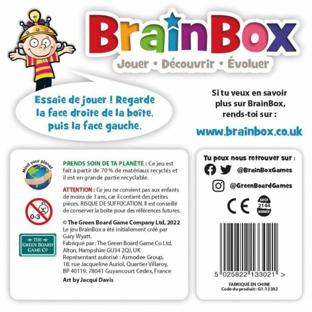 Jouet Educatif Asmodee BrainBox - Animales