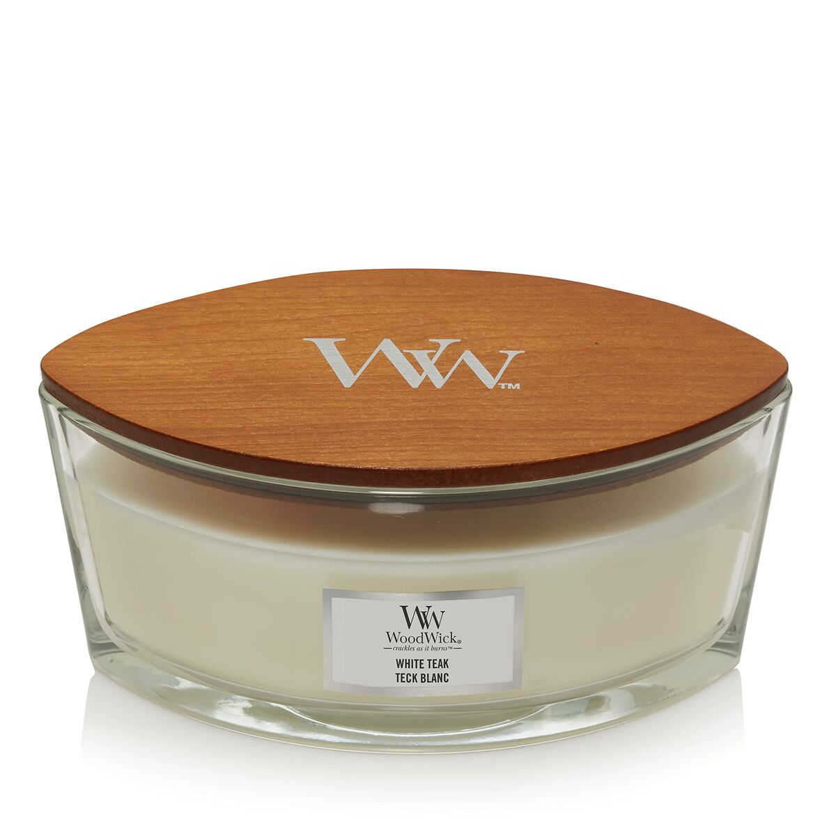 Bougie Parfumée Woodwick Core Ellipse White Teak 453 g