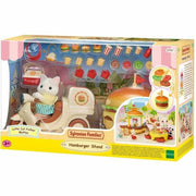 Accessoires pour poupées Sylvanian Families Puesto de hamburguesas - Papa Latte Cat y Scooter 30 Pièces