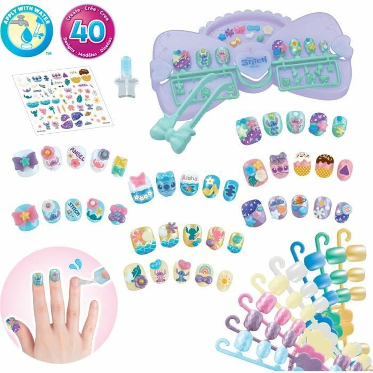 Set de Manucure Aquabeads Nail Studio Stitch Multicouleur 40 Pièces
