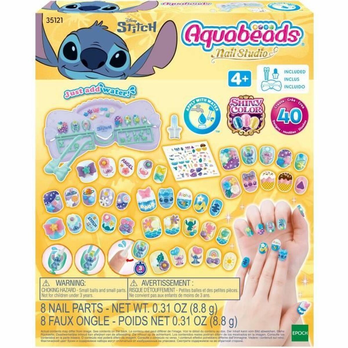 Set de Manucure Aquabeads Nail Studio Stitch Multicouleur 40 Pièces