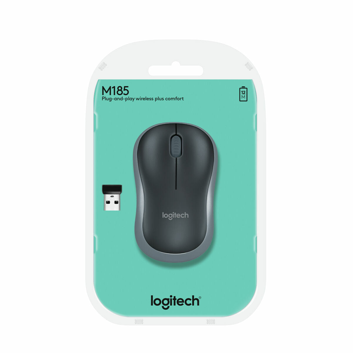 Souris sans-fil Logitech LGT-M185G Noir Gris 1000 dpi