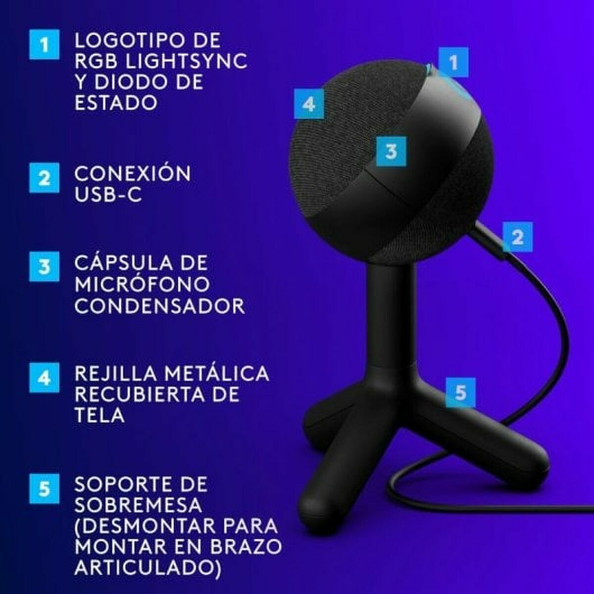 Microphone Logitech 988-000551 Noir