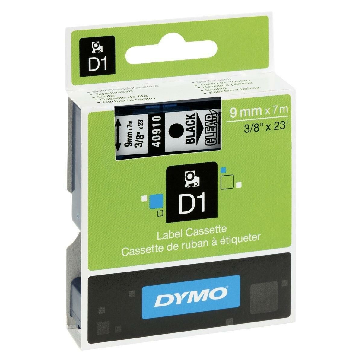 Ruban Laminé pour Etiqueteuses Dymo D1 40910 9 mm LabelManager™ Transparent Noir (5 Unités)