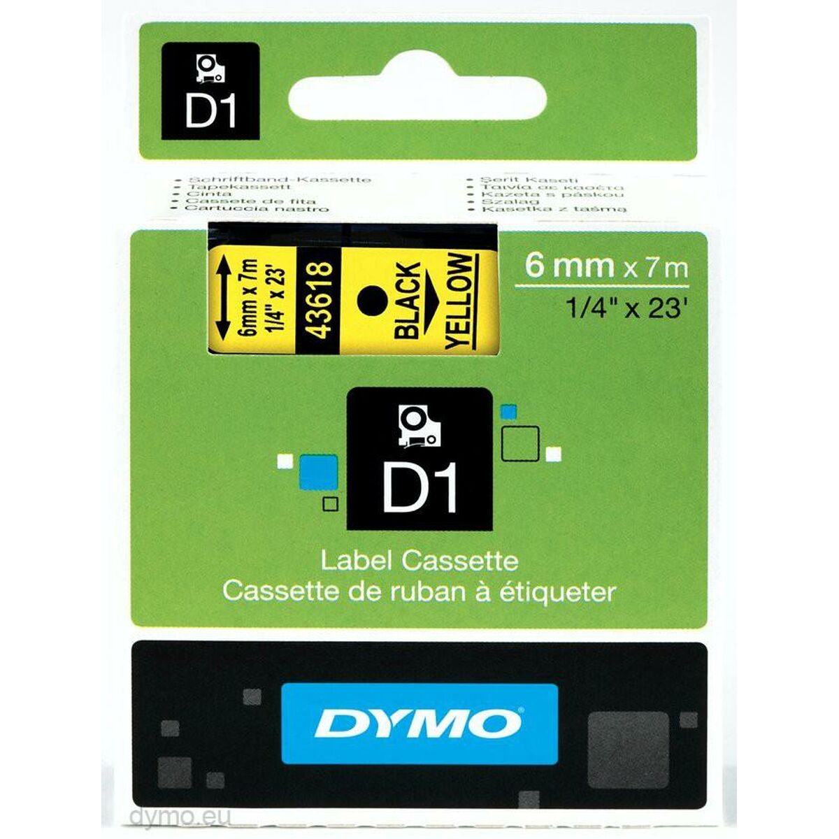 Ruban Laminé pour Etiqueteuses Dymo D1 43618 6 mm LabelManager™ Jaune (5 Unités)