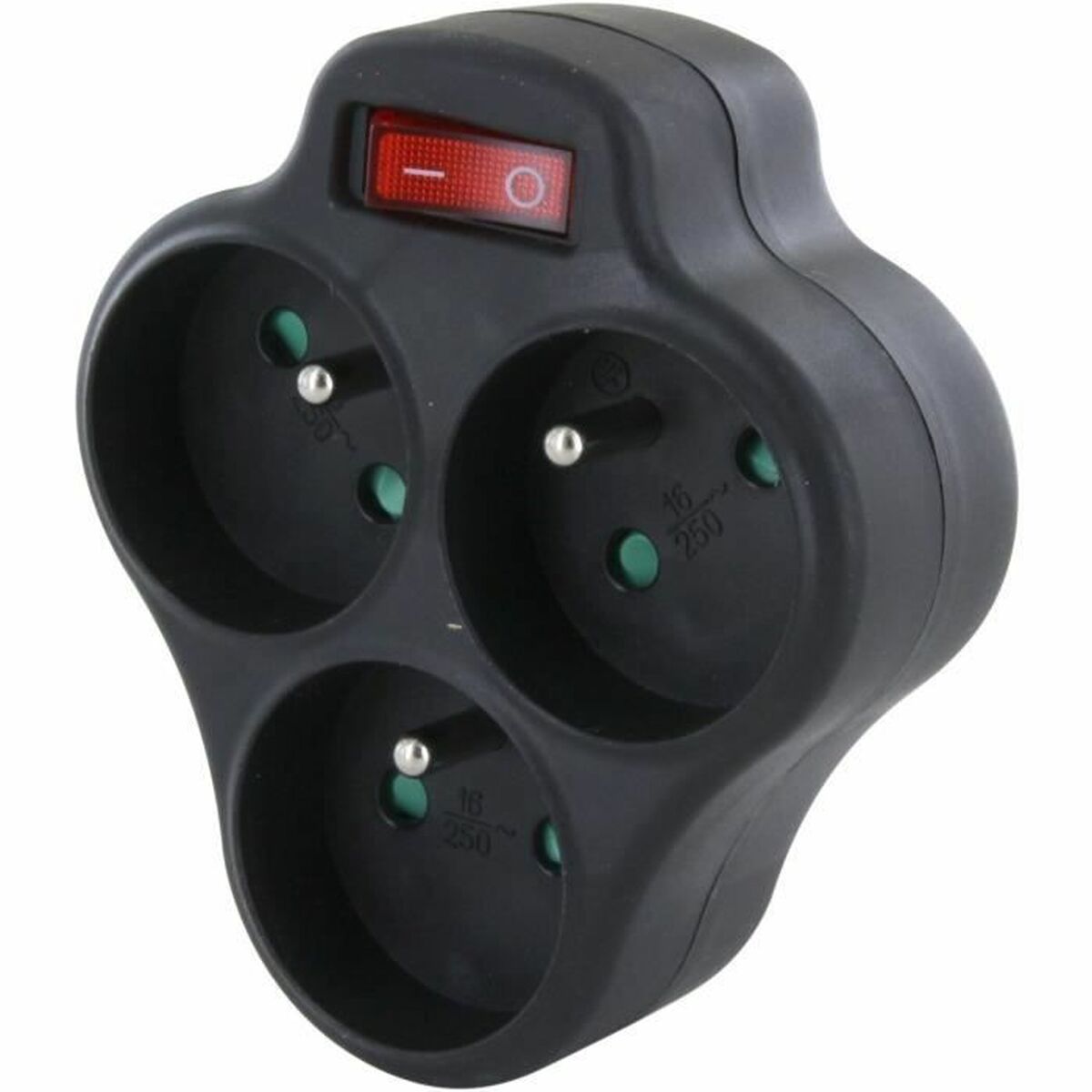 Rallonge 3 prises Schuko avec interrupteur Chacon Dominó 3x16A