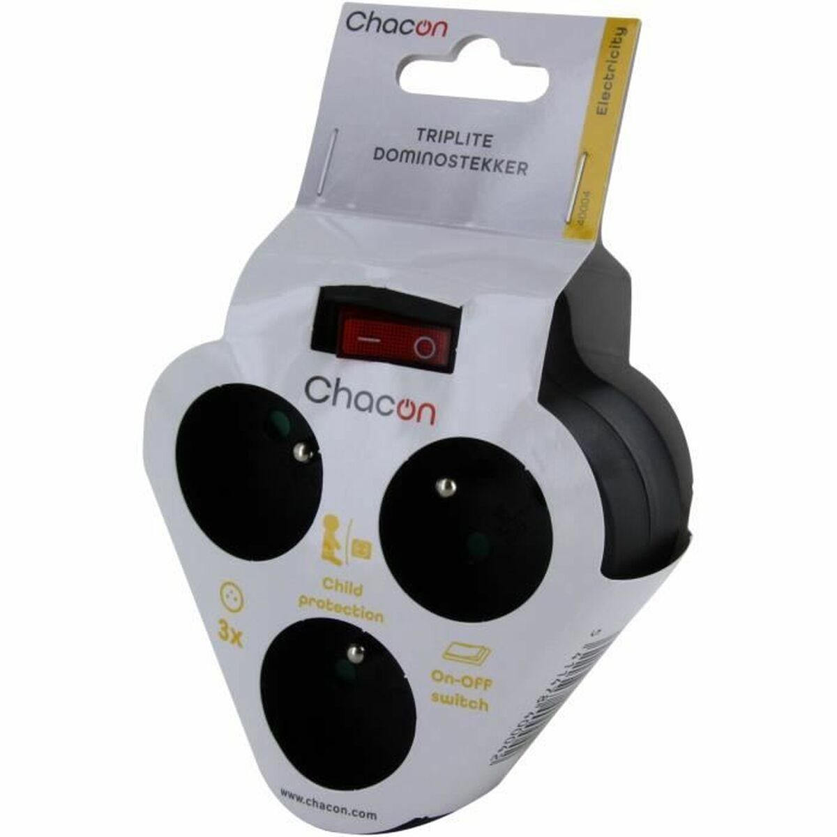 Rallonge 3 prises Schuko avec interrupteur Chacon Dominó 3x16A