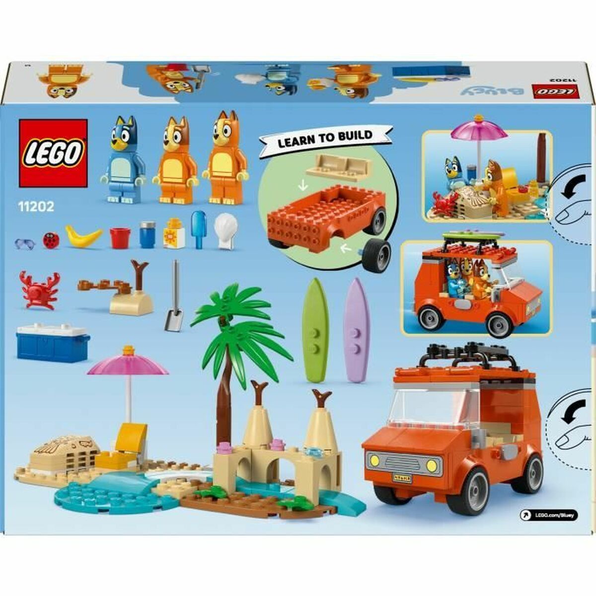 Set de construction Lego 11202 Bluey's Beach & Family Car Trip 133 Pièces