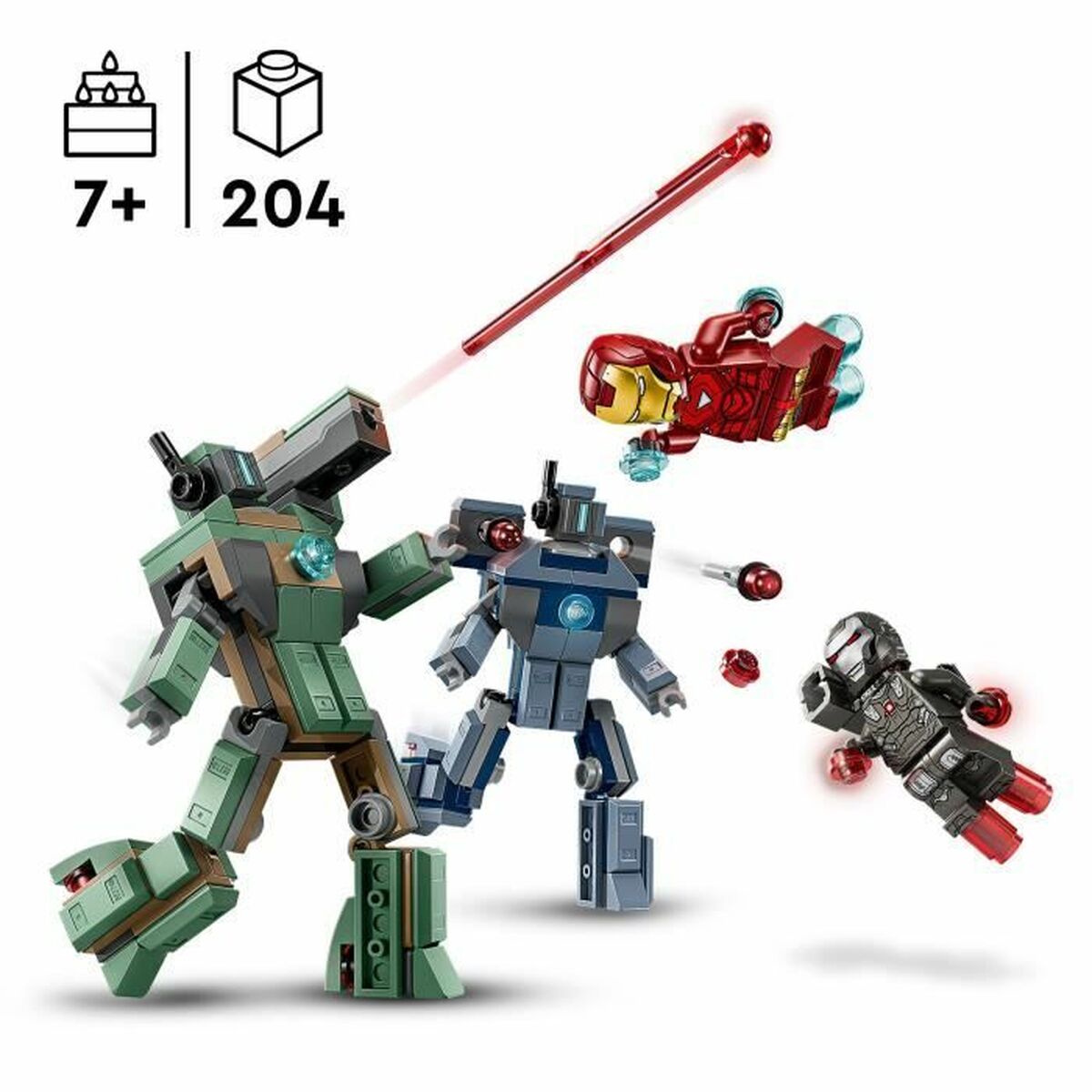 Set de construction Lego 76320 Iron Man & War Machine VS Hammer Drones 204 Pièces