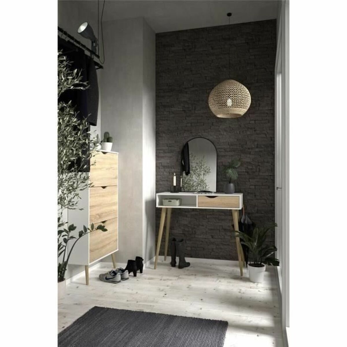 Range-chaussures Blanc Bois Chêne 70,2 x 23,9 x 138,9 cm