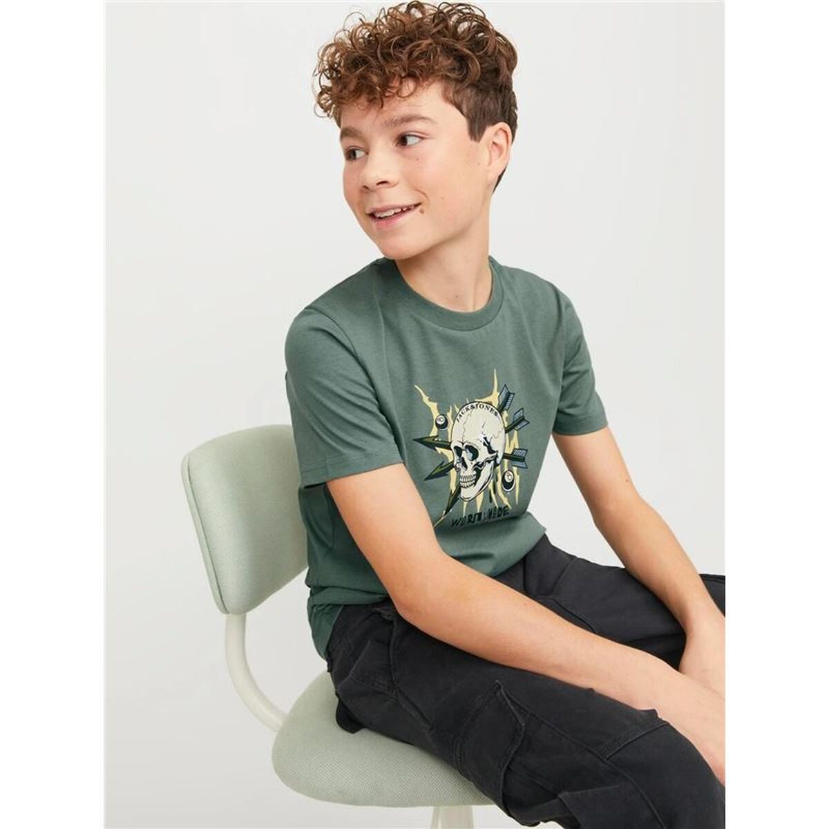 T shirt à manches courtes Enfant Jack & Jones Jorheavens Neck Olive