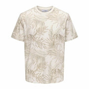 T-shirt à manches courtes homme Only & Sons Onskash Reg Leaf Aop Beige