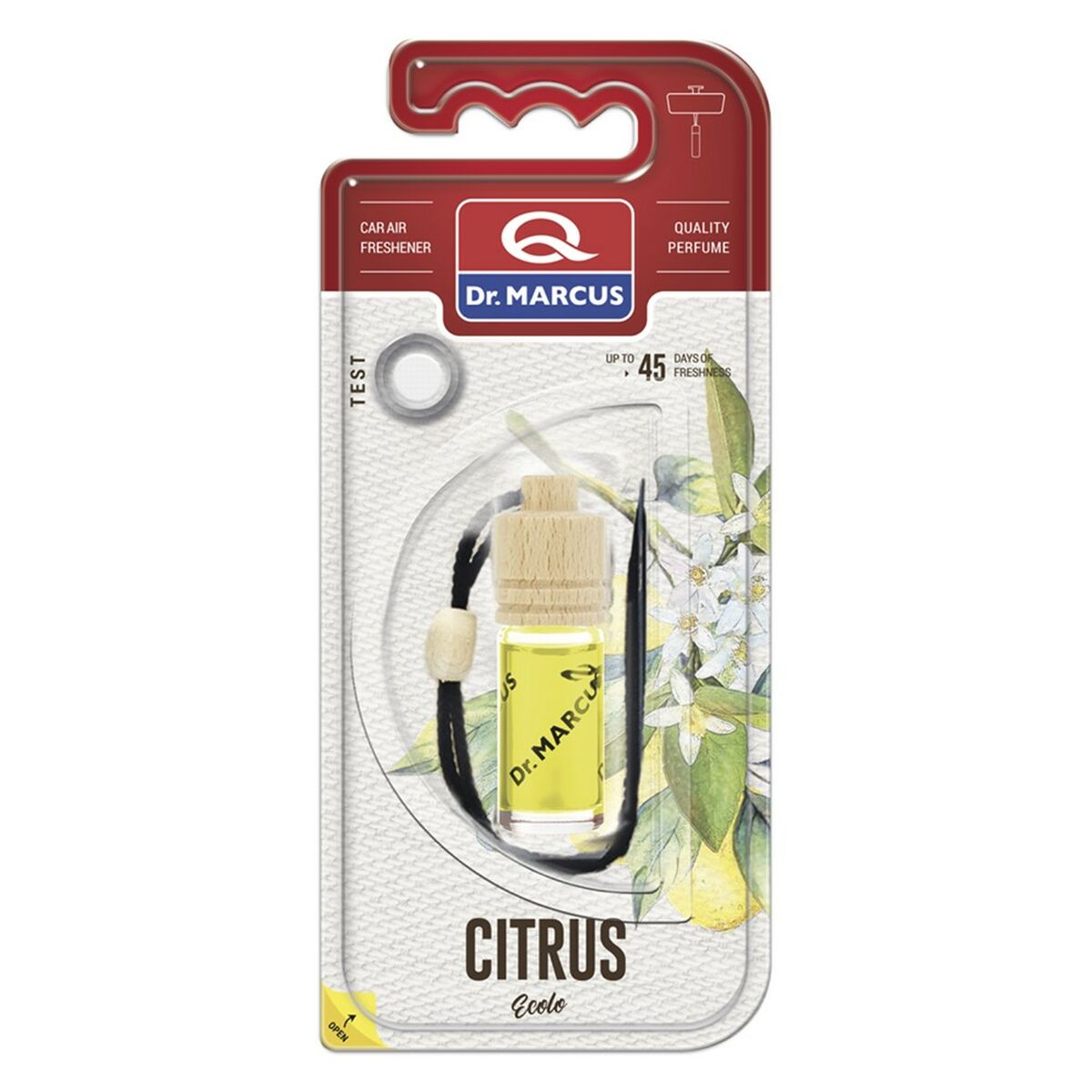 Désodorisant Pour Voiture Dr Marcus Ecolo Citrique 4,5 ml Bois Verre Parfum Pendentif