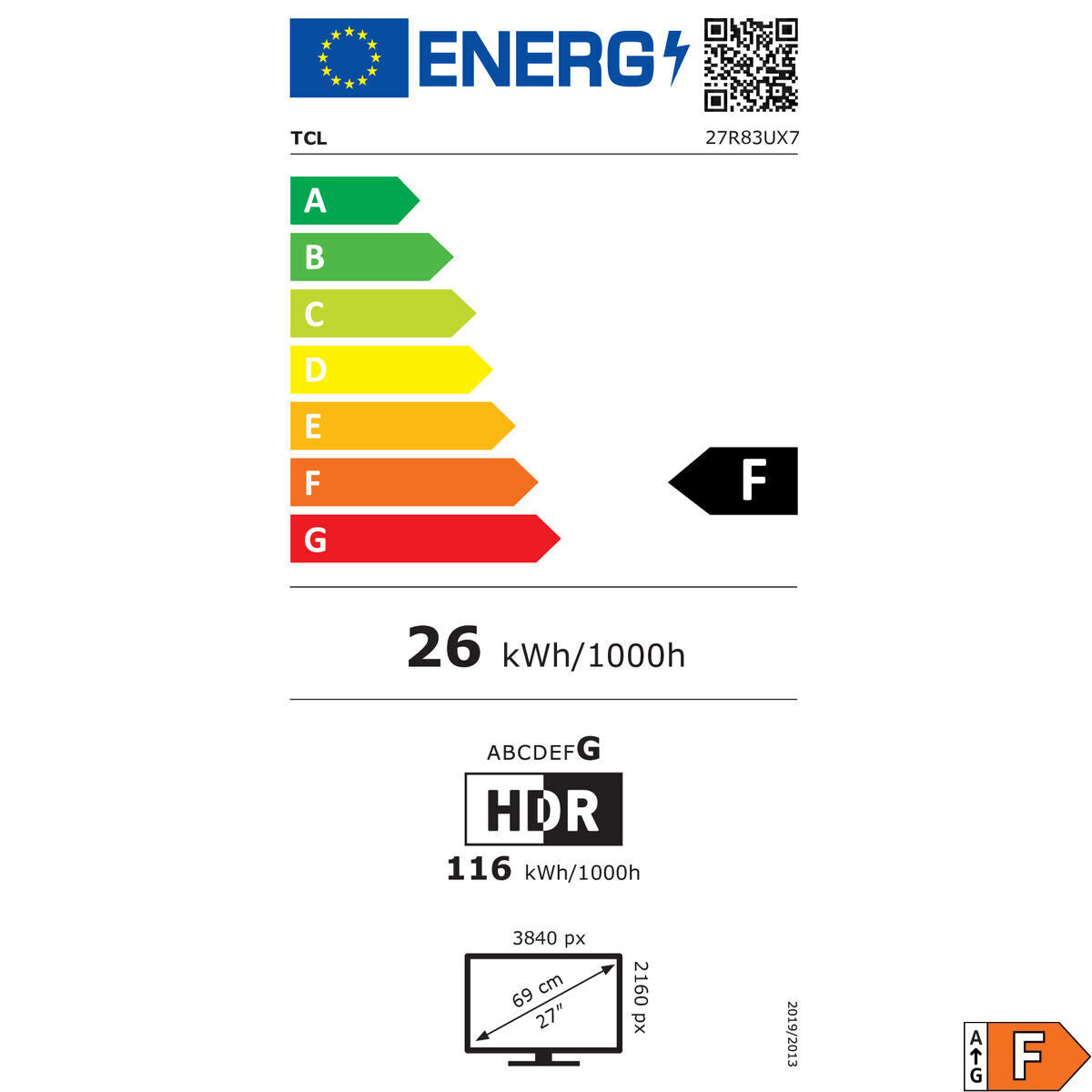 Écran TCL 27R83U 4K Ultra HD 27"