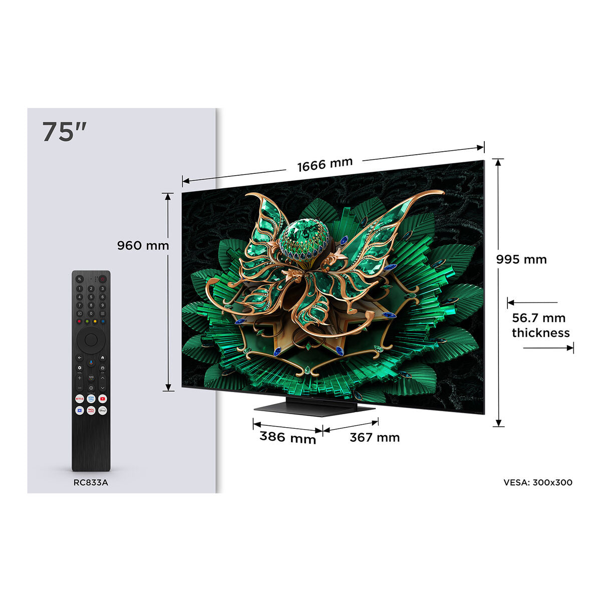 TV intelligente TCL 75C7K 75" 4K Ultra HD HDR QD Mini LED