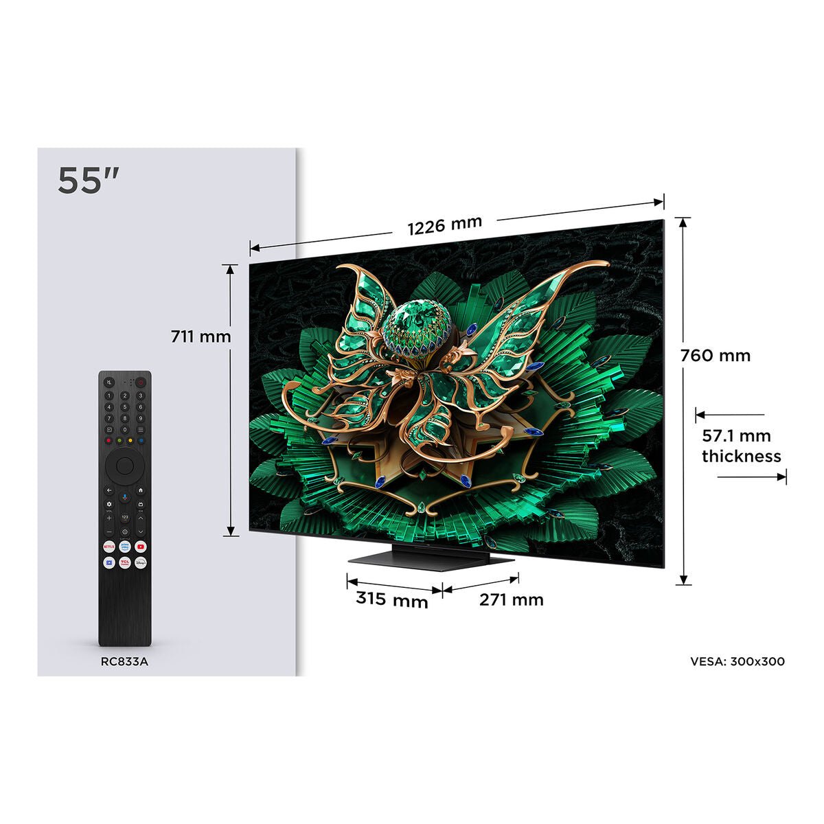 TV intelligente TCL 55C7K 55" 4K Ultra HD HDR QD Mini LED