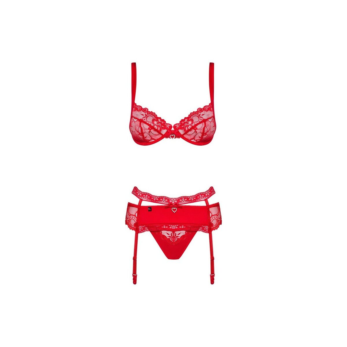 Ensemble de Lingerie en Dentelle Obsessive Heartina Rouge L/XL