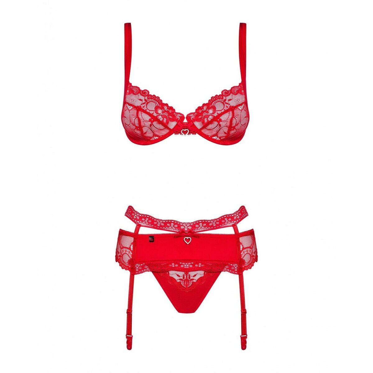 Ensemble de Lingerie en Dentelle Obsessive Heartina Rouge L/XL