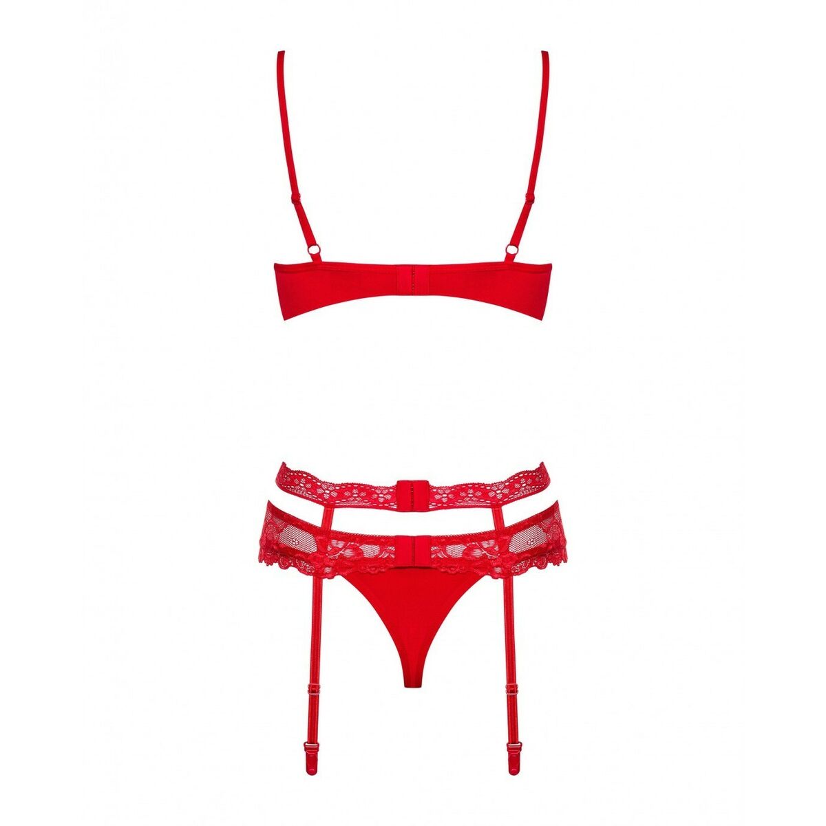 Ensemble de Lingerie en Dentelle Obsessive Heartina Rouge L/XL