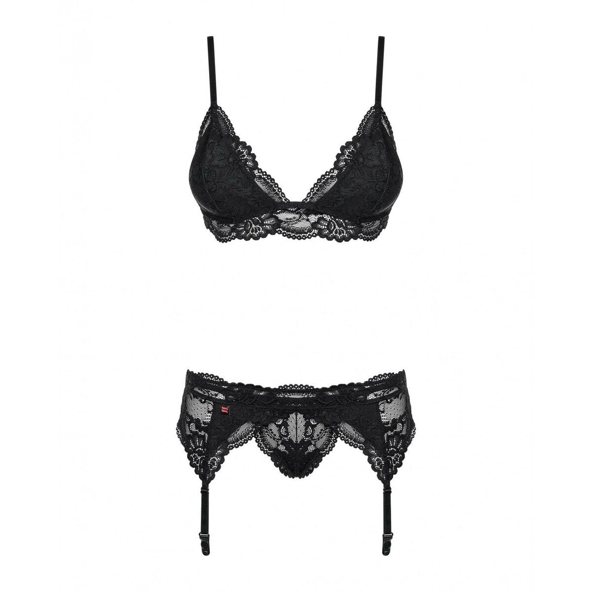 Ensemble de Lingerie en Dentelle Obsessive 810-SEG-1 Noir L/XL