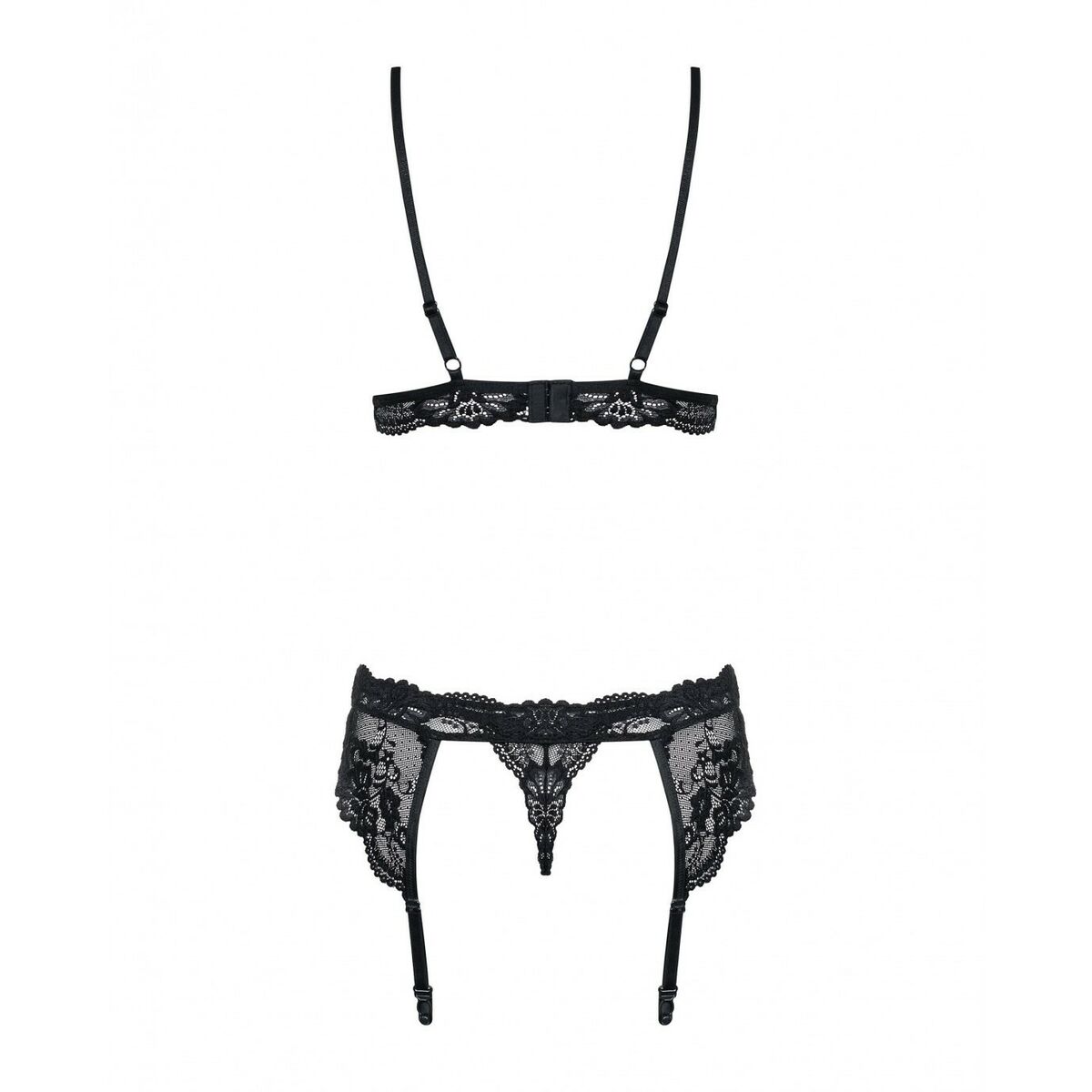 Ensemble de Lingerie en Dentelle Obsessive 810-SEG-1 Noir L/XL