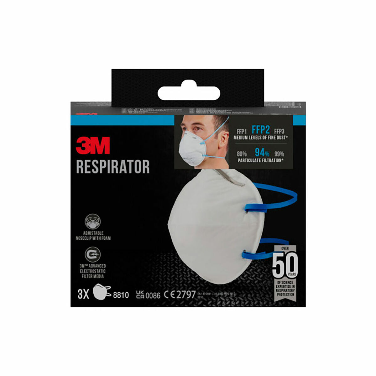 Masque Respiratoire de Protection 3M FFP2 (3 Unités)