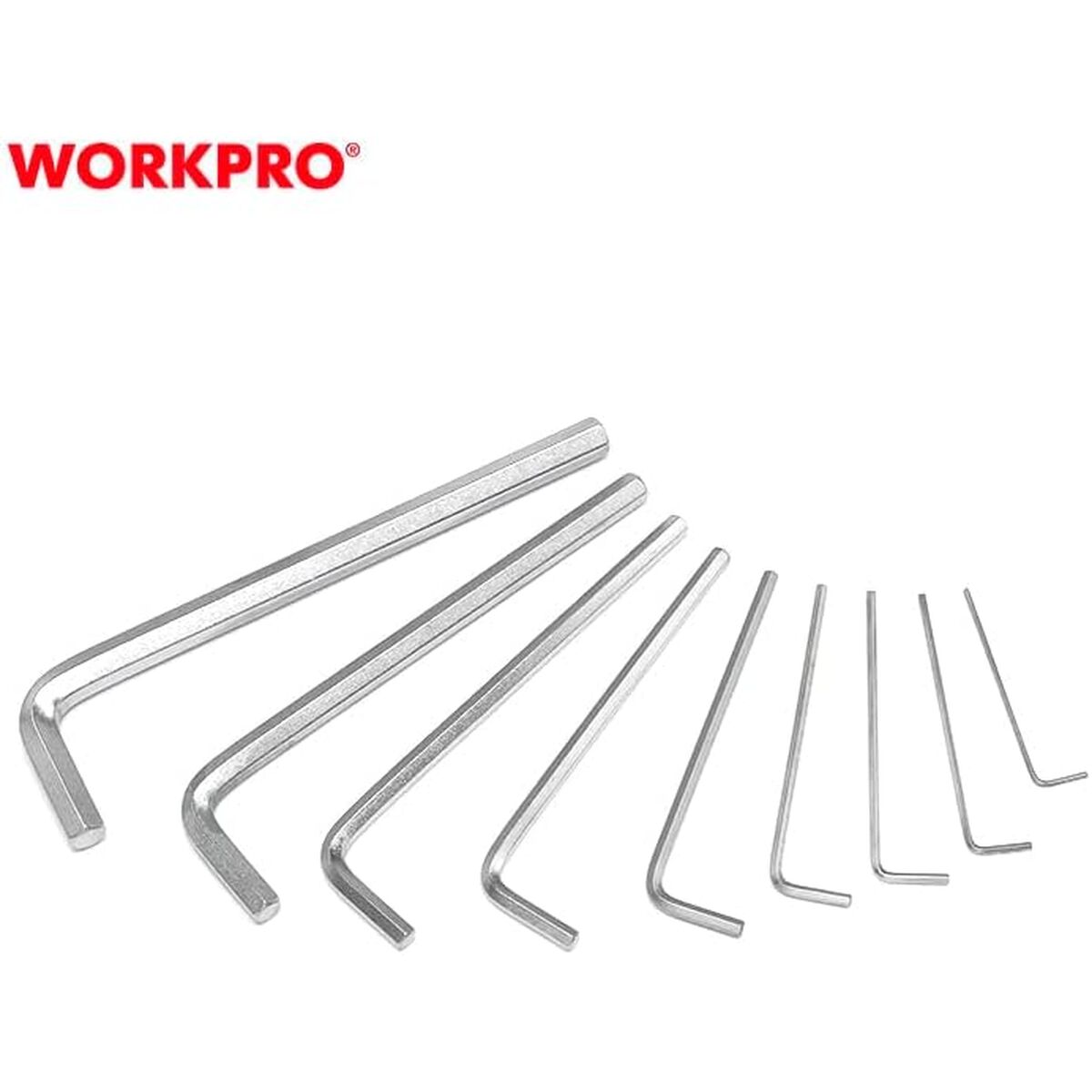 Jeu de Clés Allen Workpro 1,5, 2, 2,5, 3, 4, 5, 6, 8, 10 mm Hexagonal 9 Pièces (9 Unités)