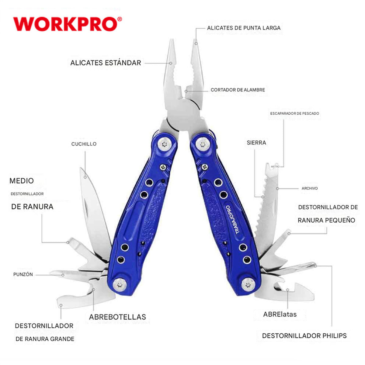 Multi-outils Workpro 15 in 1 Bleu