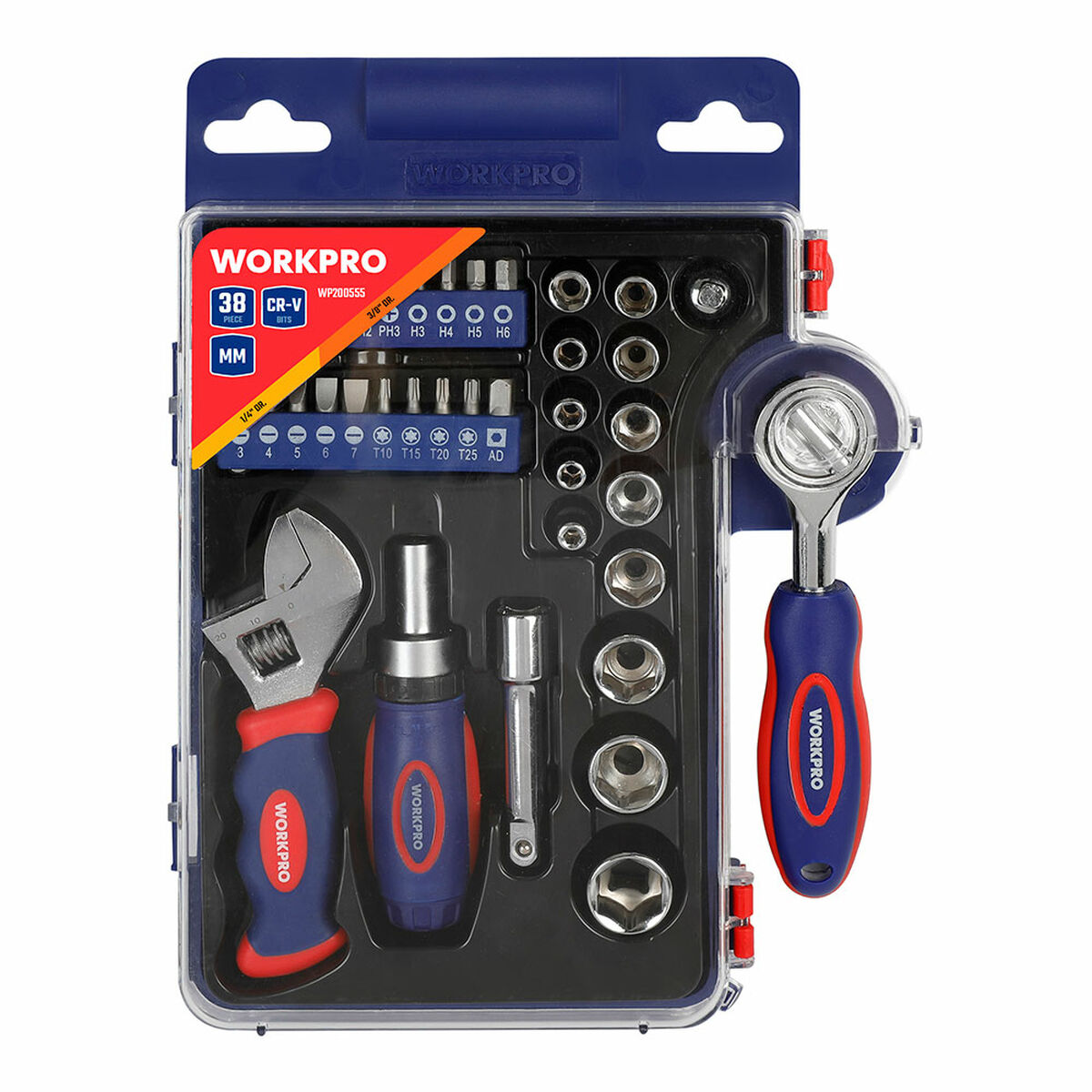 Jeu de clés à douille Workpro 3/8" 38 Pièces