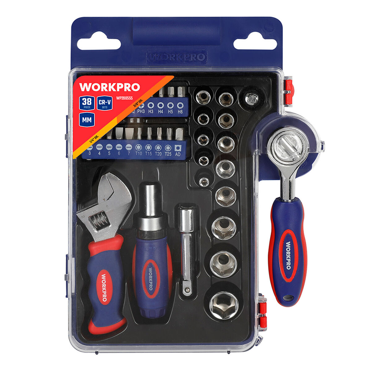 Jeu de clés à douille Workpro 3/8" 38 Pièces