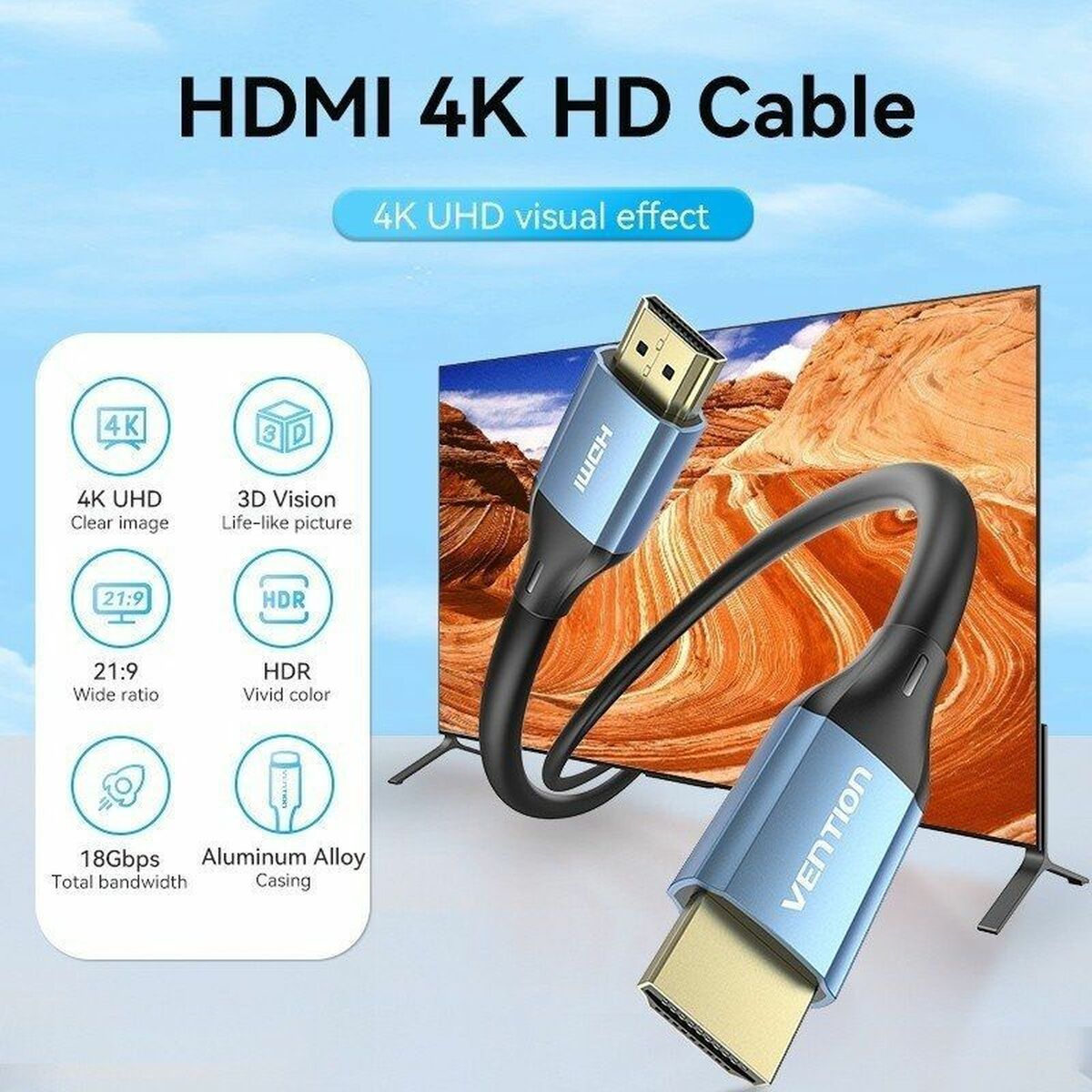 Câble HDMI Vention ALHSH 2 m Bleu