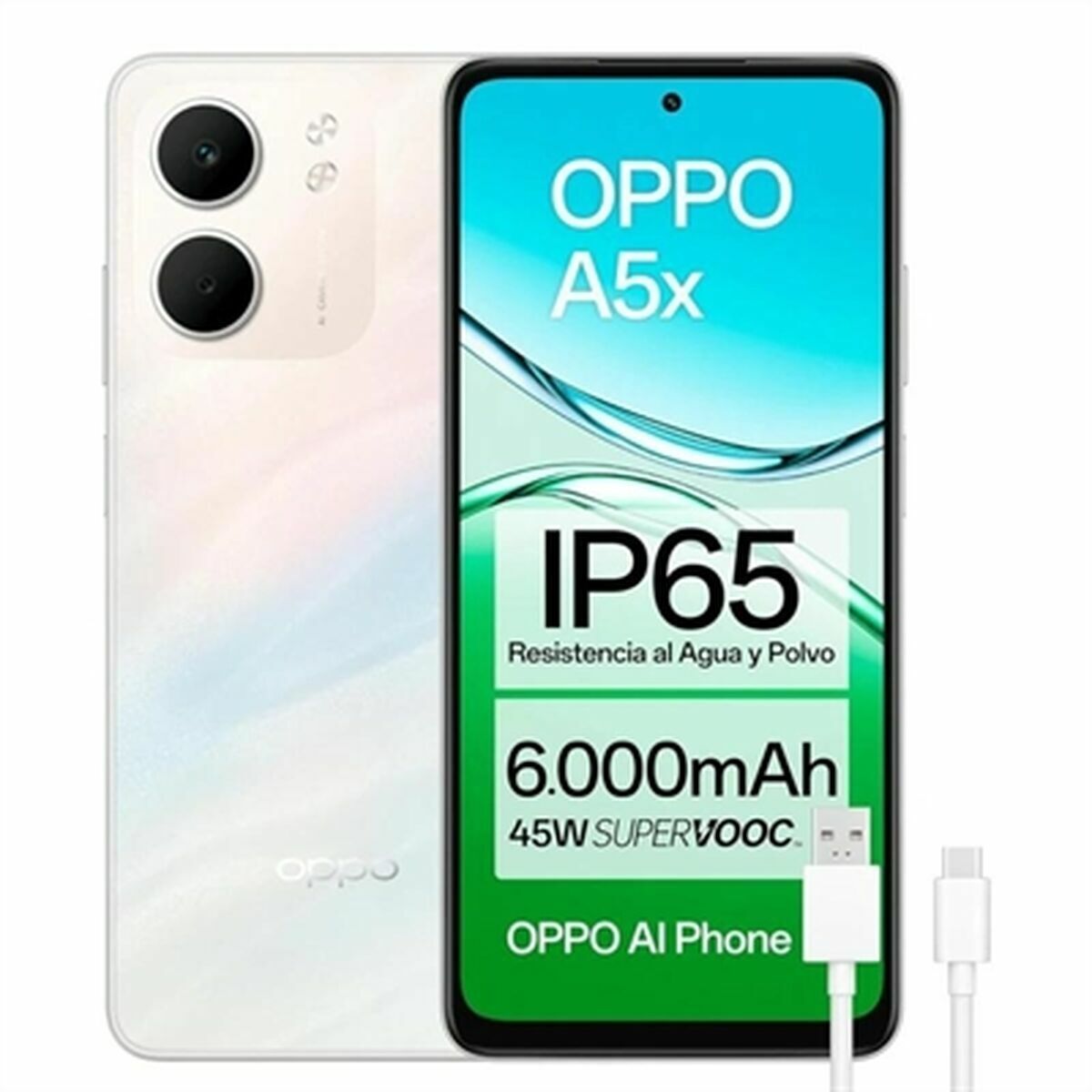 Smartphone Oppo A5X WHITE Octa Core 4 GB RAM 128 GB Blanc 6,67"