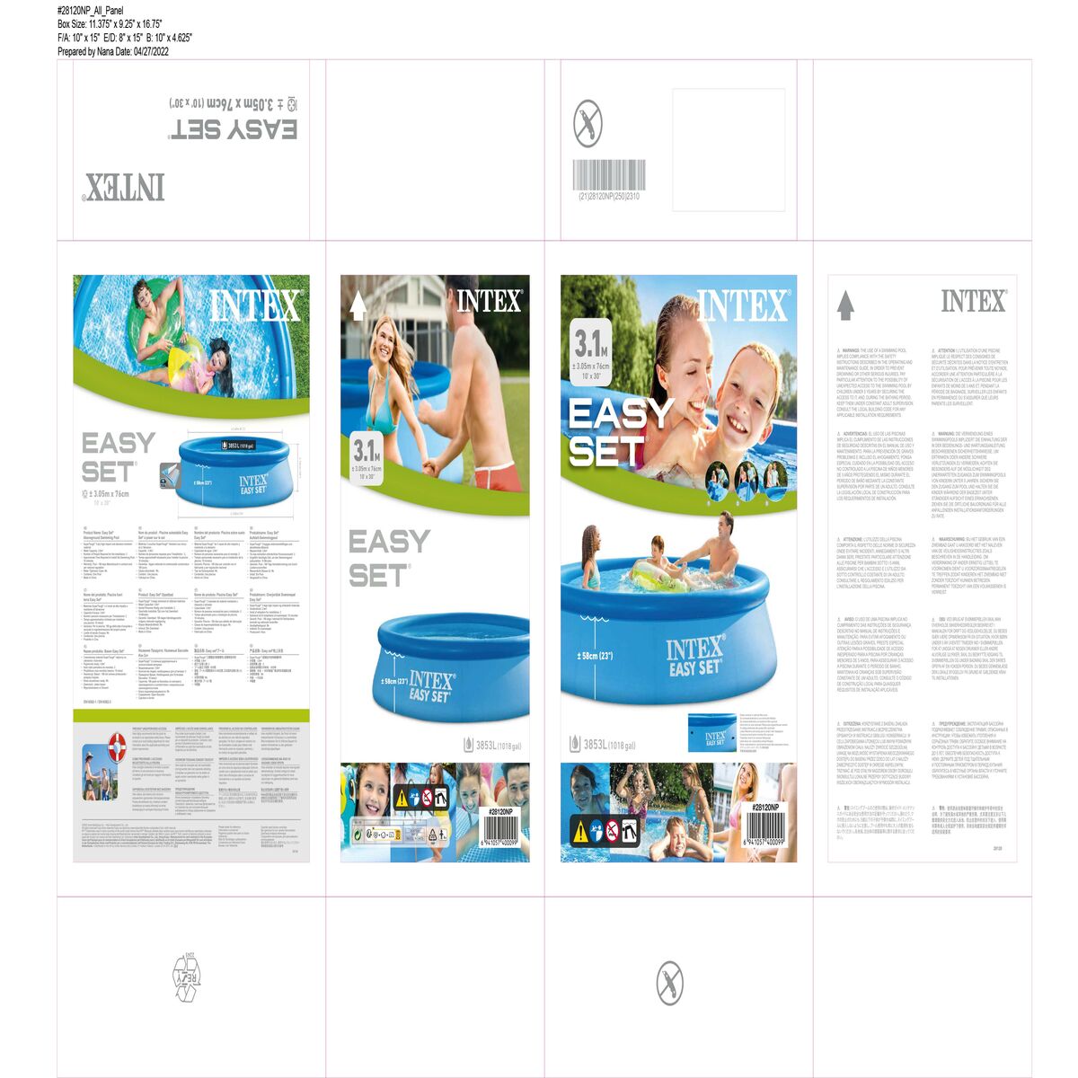 Piscine gonflable Intex Easy Set 3853 L 305 x 76 x 305 cm