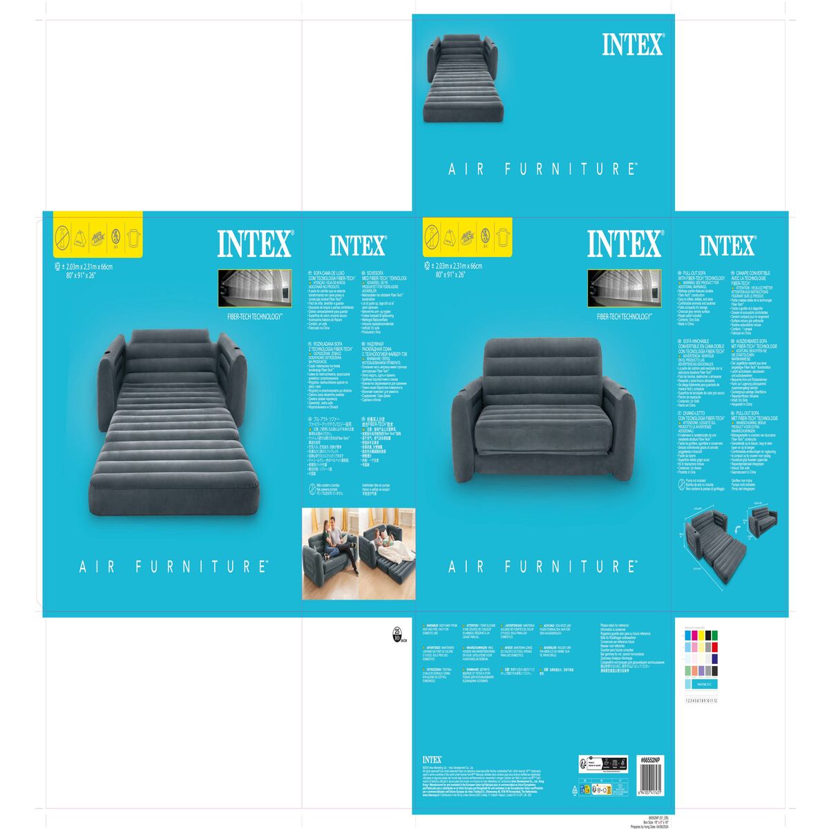 Canapé lit gonflable Intex Pull-Out 203 x 66 x 224 cm Gris