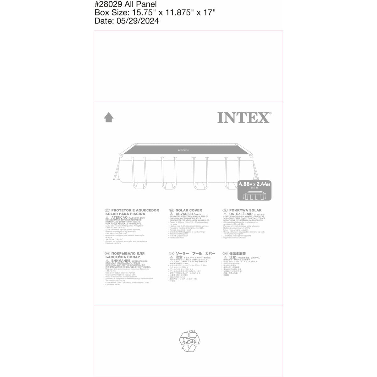 Bâches de piscine Intex 28029 Rectangulaire Solaire 476 x 234 cm