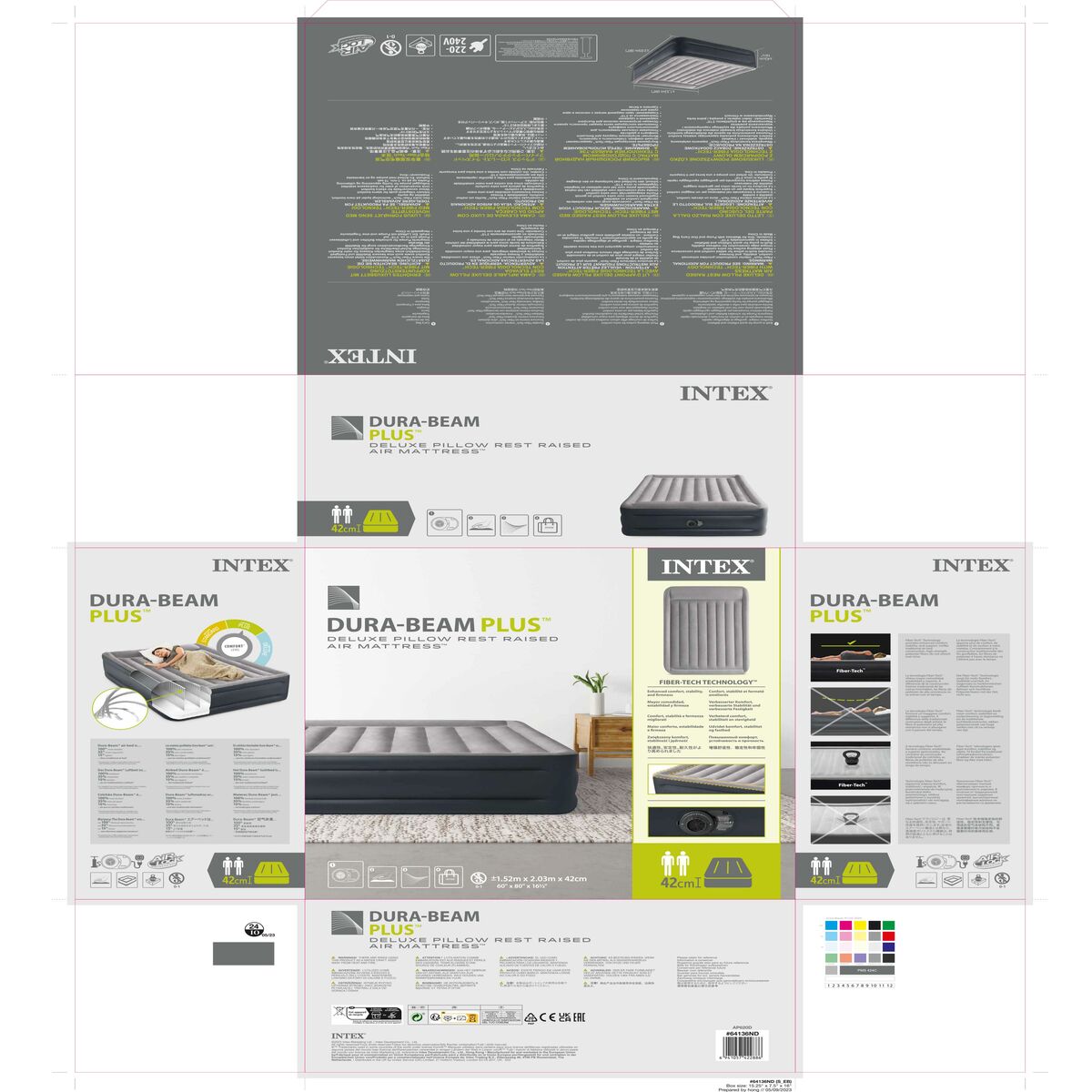 Lit Gonflable Intex Beam Basic Deluxe Queen 152 x 42 x 203 cm