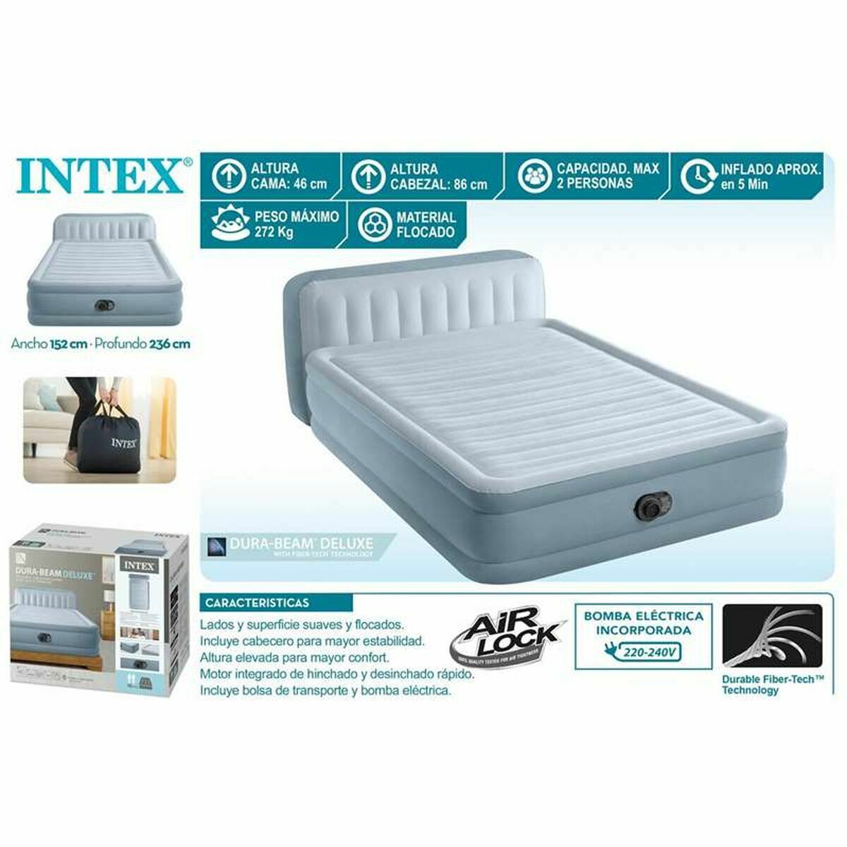 Lit Gonflable Intex 152 x 86 x 236 cm
