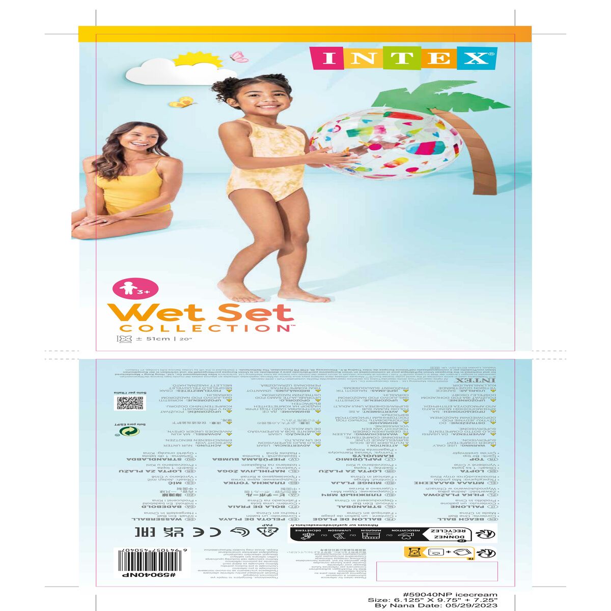 Balle Gonflable Intex 59040NP 51 cm Blanc Multicouleur