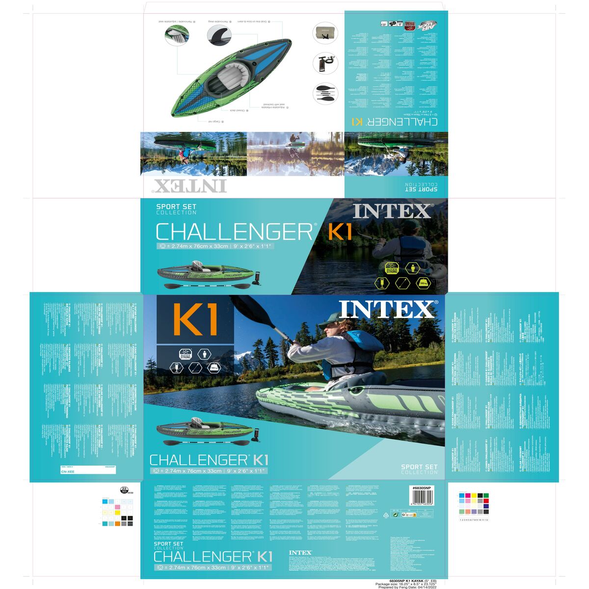 Canoë Gonflable Intex Challenger K1 Vert Gonflable 274 x 33 x 76 cm