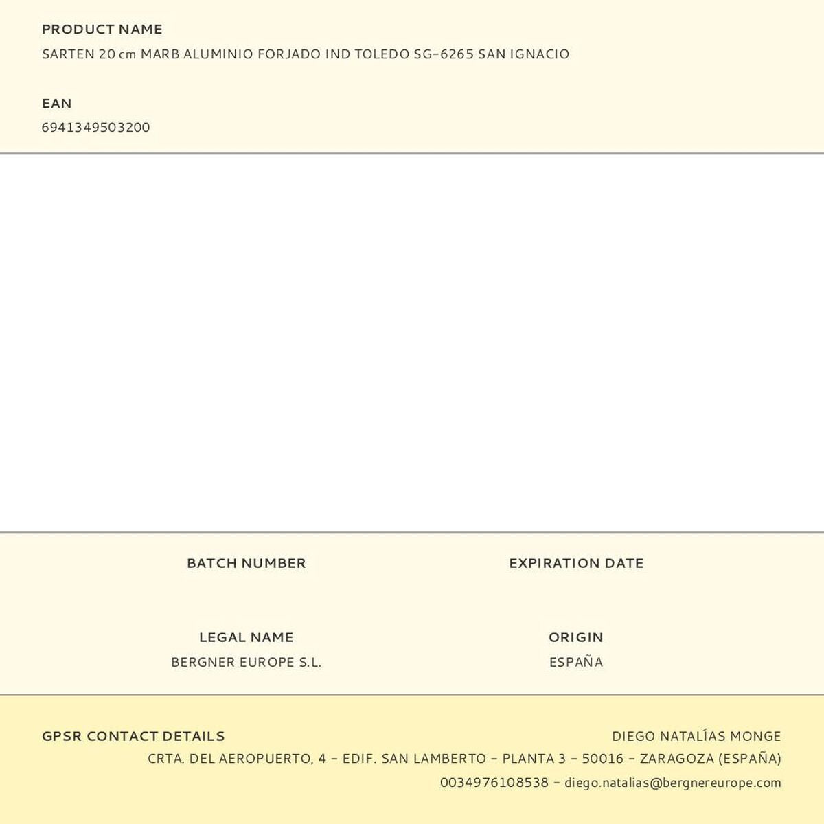 Poêle San Ignacio toledo Aluminium forgé Noir Ø 20 cm