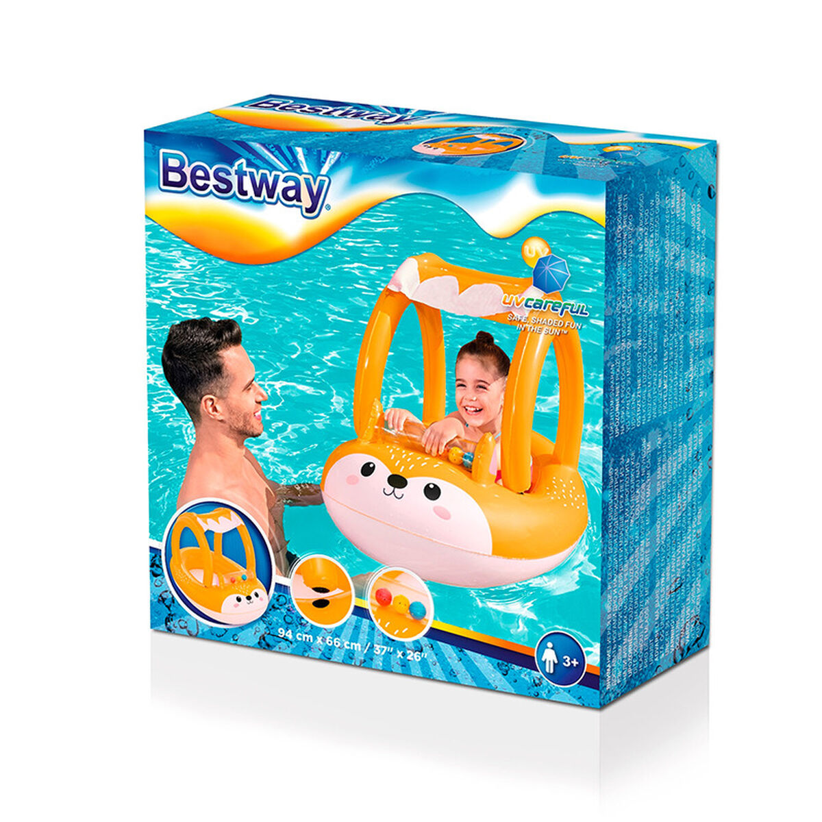 Bestway Bateau Gonflable Enfant Renard 94x66 cm +3 Ans Plage et Piscine 34168