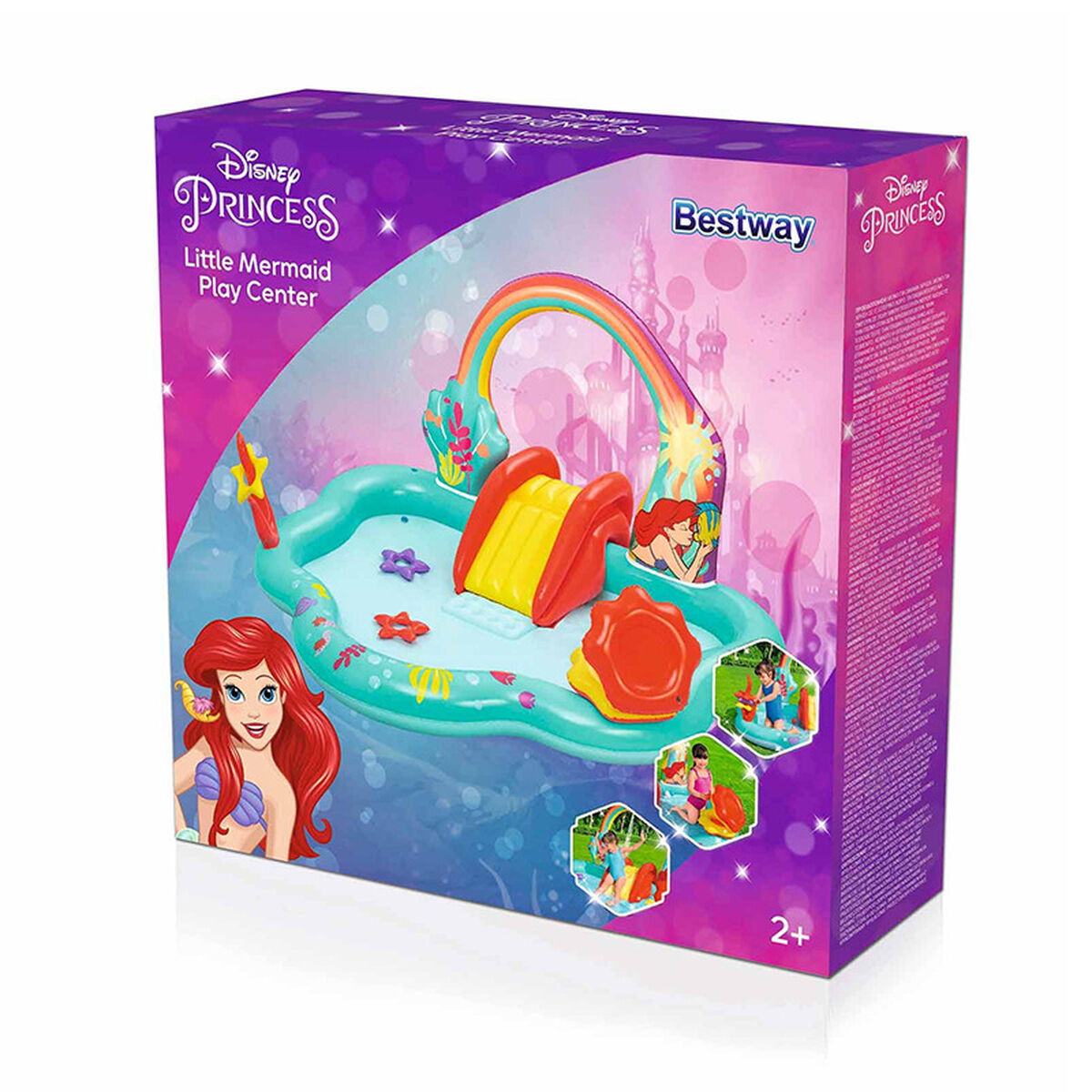 Bestway Piscine Gonflable Aire de Jeux Disney Sirenita 221x193x117cm+2 Ans Jardin 91097