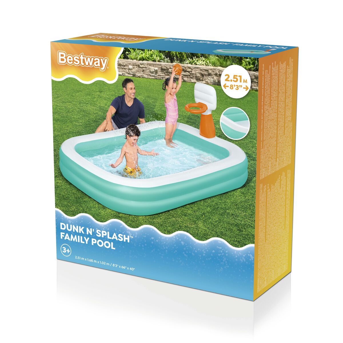 Bestway Piscine Gonflable Enfant Basket 251x168x102 cm +3 Ans Jardin 54445
